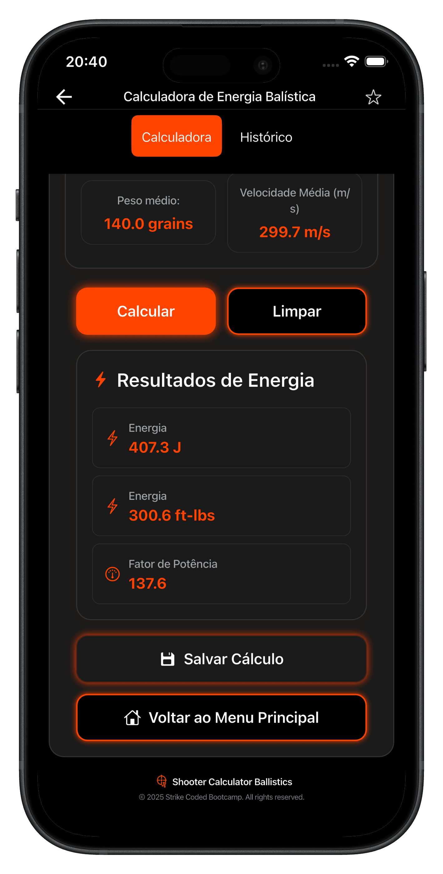 SC Ballistics — Energy Calculator