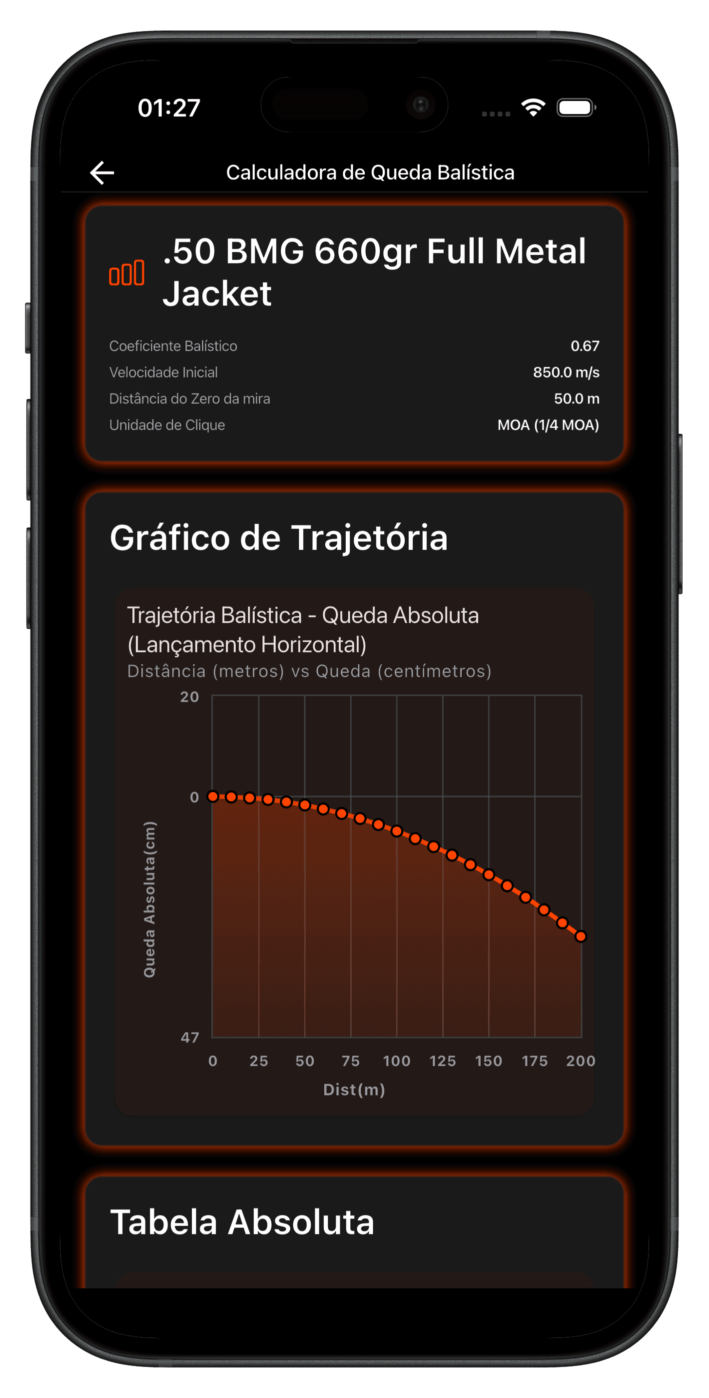 SC Ballistics — Calculadora de Queda de Projétil