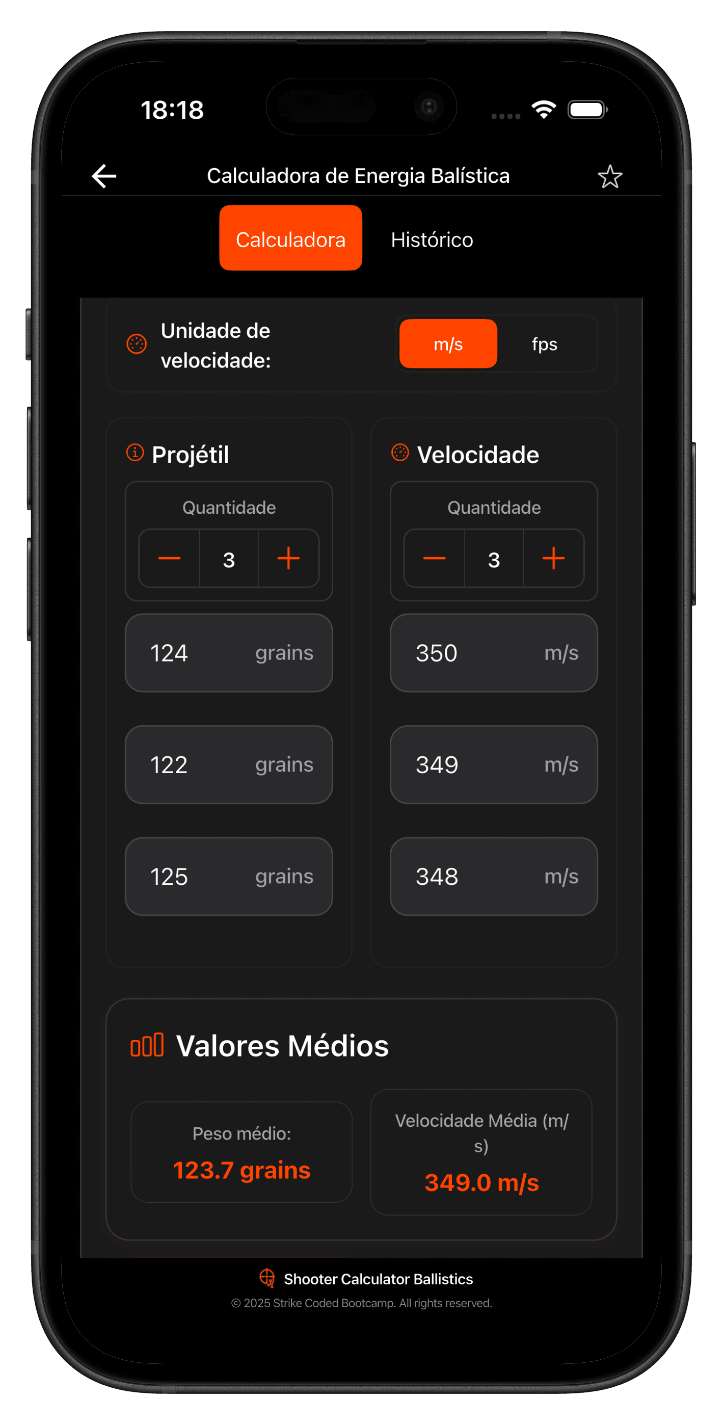 SC Ballistics — Calculadora de Energia